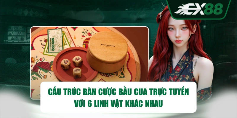 Cấu trúc bàn cược Bầu Cua trực tuyến với 6 linh vật khác nhau